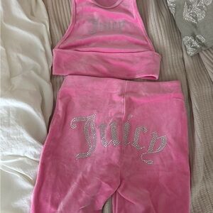 Juicy Couture Pink Velour Set - sports bra and bike shorts